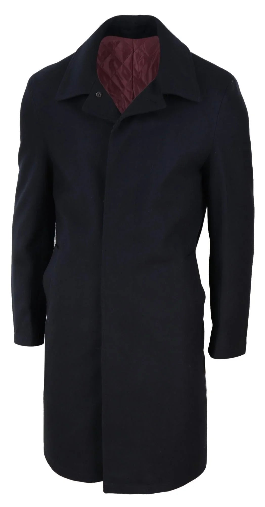 Mens Long Black Wool Overcoat