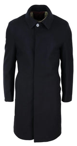 Mens Long Black Wool Overcoat