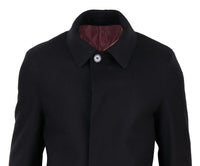 Mens Long Black Wool Overcoat