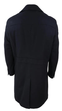 Mens Long Black Wool Overcoat