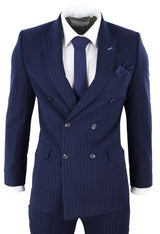 Navy-Blue Pinstripe Double Breasted Mafia Suit