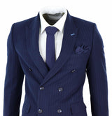 Navy-Blue Pinstripe Double Breasted Mafia Suit