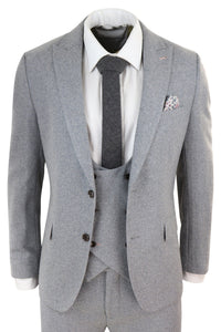 Men's Grey 3 Piece Wool Suit