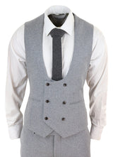 Men's Grey 3 Piece Wool Suit