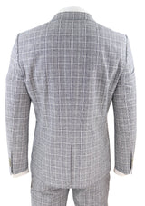 Men's Black-Grey Check 2 Piece Linen Suit