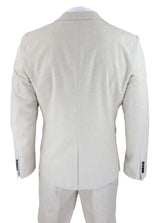 Mens Wool 3 Piece Cream Beige Suit Slim Fit Classic Wedding Party Vintage 1920s