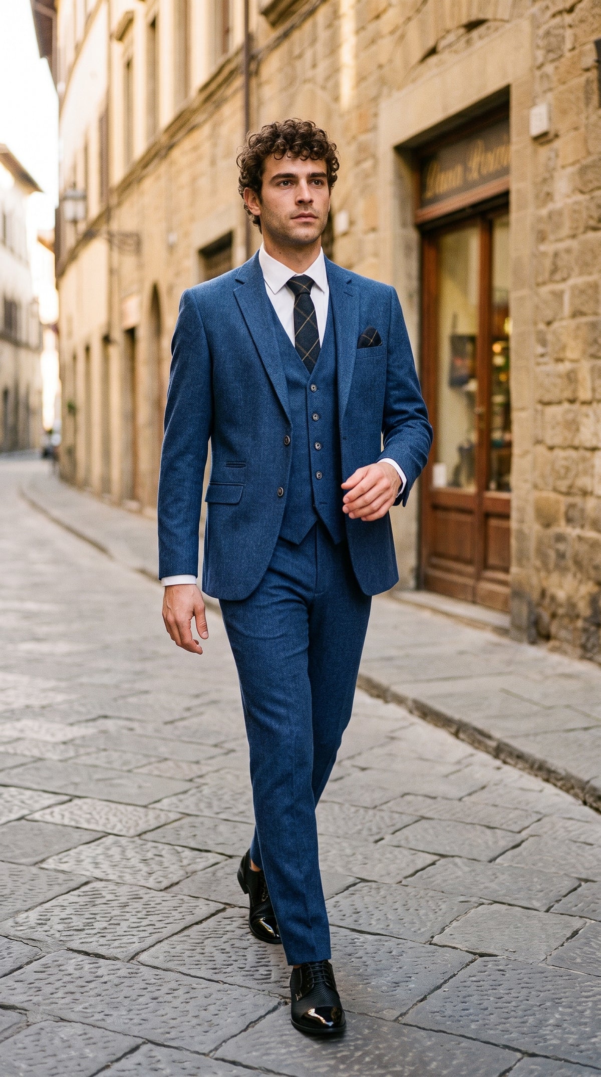 Look #263 styled with Cavani Orson - Blue Twill 3 Piece Suit