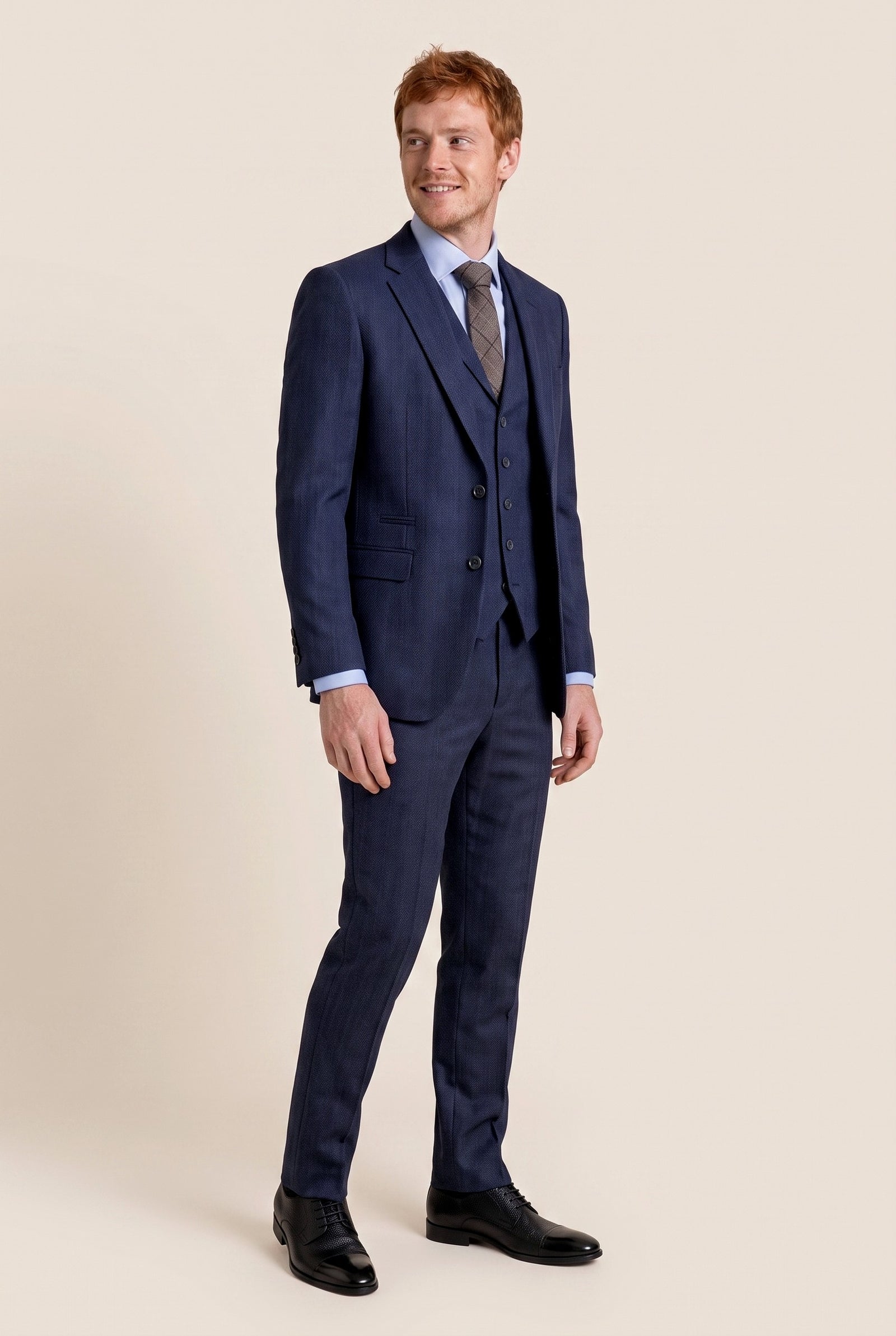Look #987 styled with Charcoal Grey Check Tweed Tie with Hankie and Tie Clip - Charcoal Grey