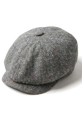 8 Panel Baker Boy Cap Shelby Hat Wool Tweed Classic Grey Razor