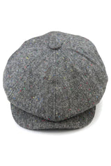 8 Panel Baker Boy Cap Shelby Hat Wool Tweed Classic Grey Razor