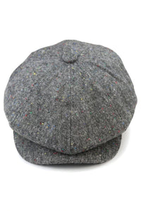 8 Panel Baker Boy Cap Shelby Hat Wool Tweed Classic Grey Razor