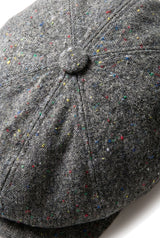 8 Panel Baker Boy Cap Shelby Hat Wool Tweed Classic Grey Razor