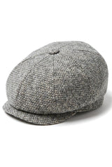 8 Panel Baker Boy Cap Shelby Hat Wool Tweed Classic Light Grey Razor