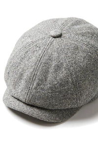 8 Panel Baker Boy Cap Shelby Hat Wool Tweed Classic Light Grey Razor