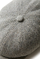 8 Panel Baker Boy Cap Shelby Hat Wool Tweed Classic Light Grey Razor