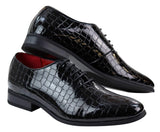 Mens Patent Black Crocodile Style PU Leather Shoes