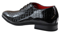 Mens Patent Black Crocodile Style PU Leather Shoes