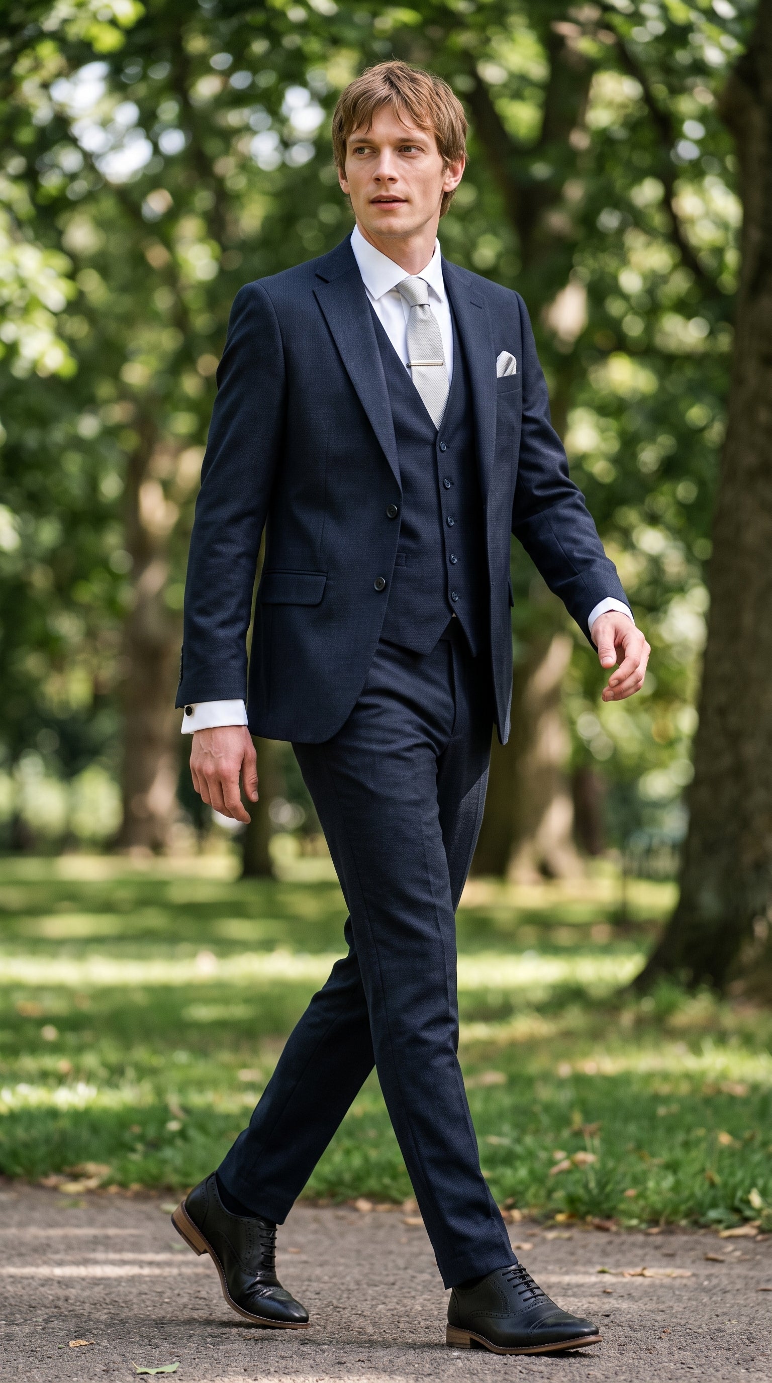 Look #823 styled with Bond - Men's Dark Navy 3 Piece Tailored Fit Suit
