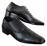 Gio Gino 907001 Mens Black Smart Formal PU Leather Laced Brogues Shoes Gatsby Italian Classic