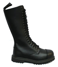 Unisex Real Leather Military Boots Black Ginders King Punk Rock Safety Steel Toe