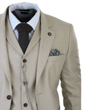 AK-08 Men's 3-Piece Cream Prince Of Wales Check Suit