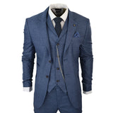 AK-09 Men's 3-Piece Tailored Blue Prince of Wales Check Suit
