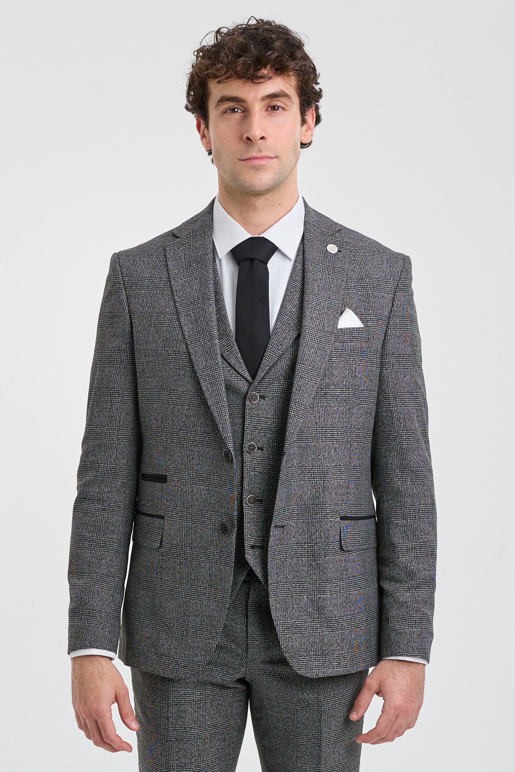 Men's Grey Glen Check 3 Piece Suit