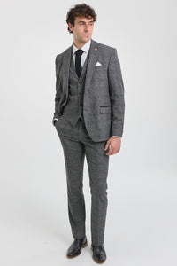 Men's Grey Glen Check 3 Piece Suit