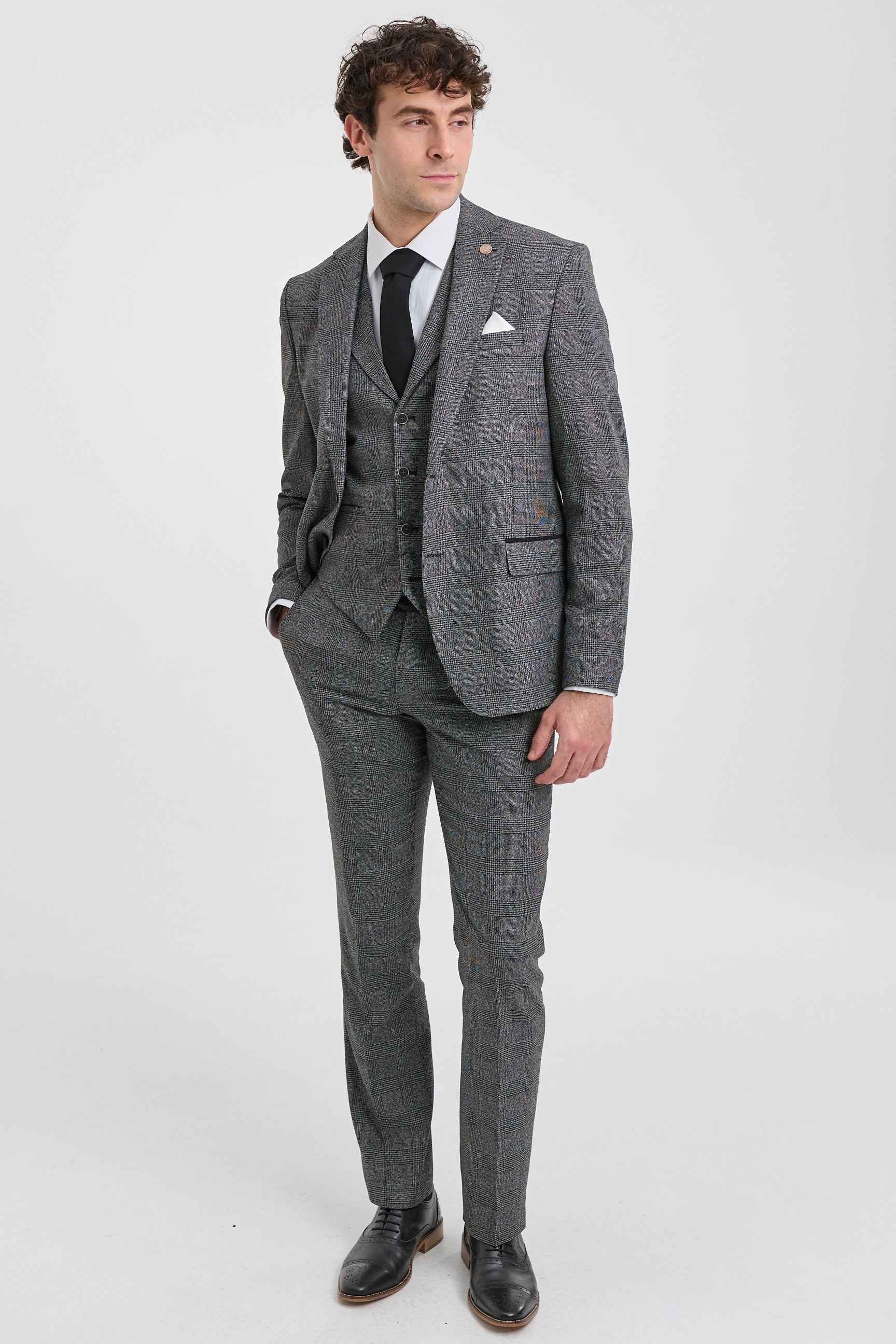 Men's Grey Glen Check 3 Piece Suit