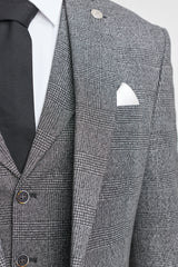 Men's Grey Glen Check 3 Piece Suit