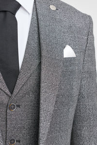 Men's Grey Glen Check 3 Piece Suit