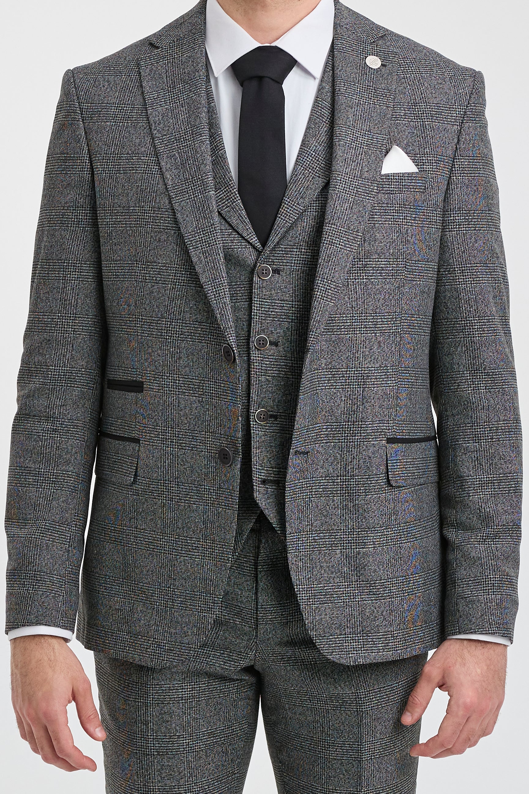 Men's Grey Glen Check 3 Piece Suit