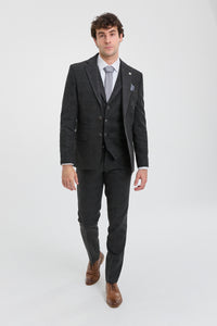 Men's Black Glen Check 3 Piece Suit