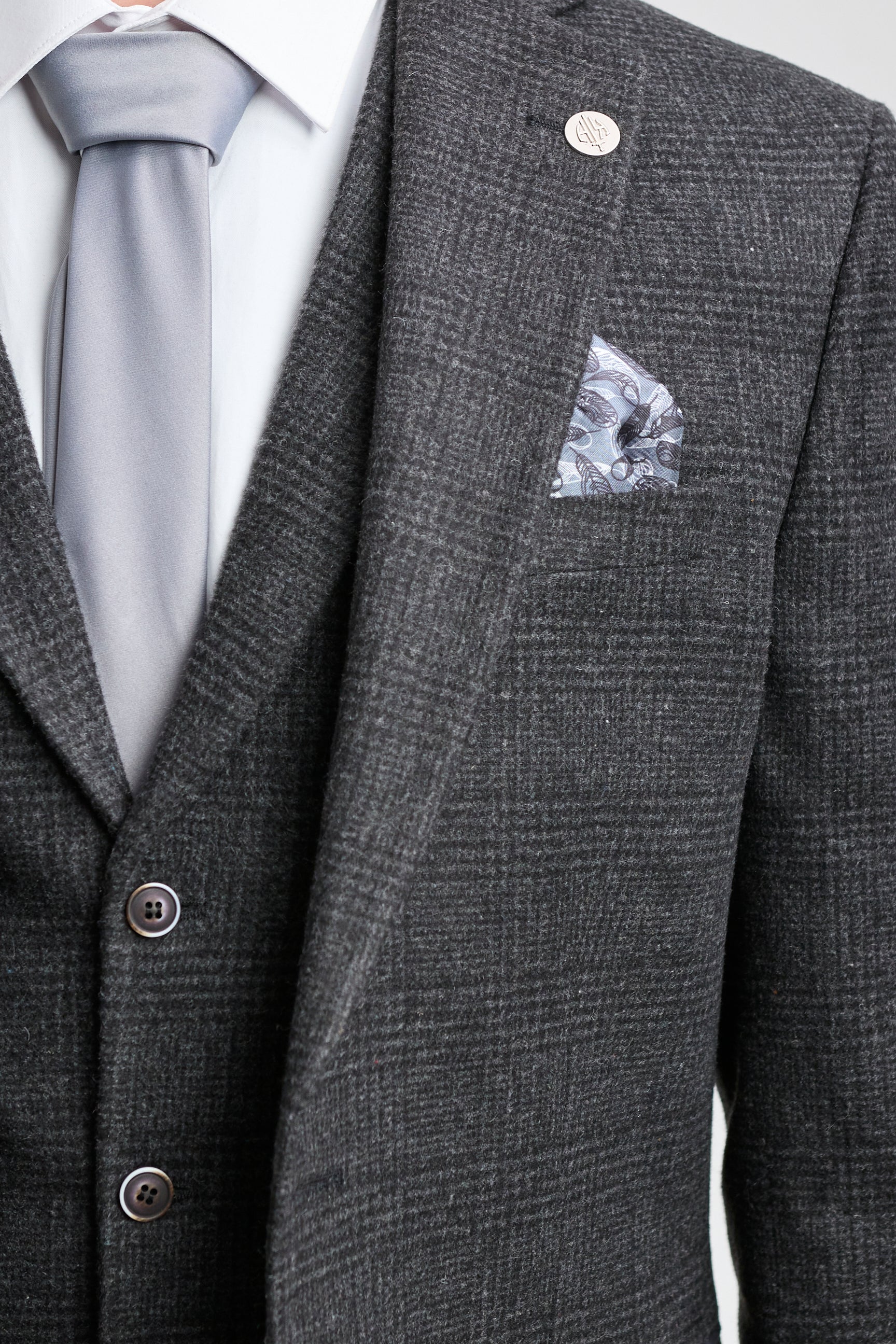 Men's Black Glen Check 3 Piece Suit