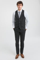Men's Black Glen Check 3 Piece Suit