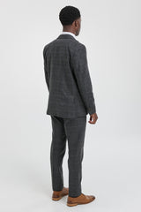 Men's Grey Tartan Check 3 Piece Suit
