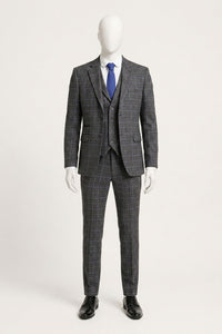 Men's Grey Tartan Check 3 Piece Suit