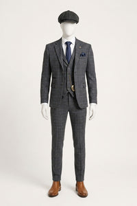 Men's Grey Tartan Check 3 Piece Suit