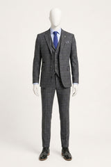 Men's Grey Tartan Check 3 Piece Suit