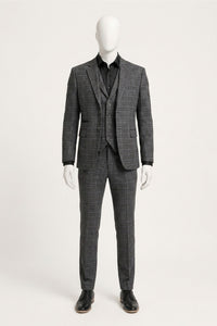 Men's Grey Tartan Check 3 Piece Suit