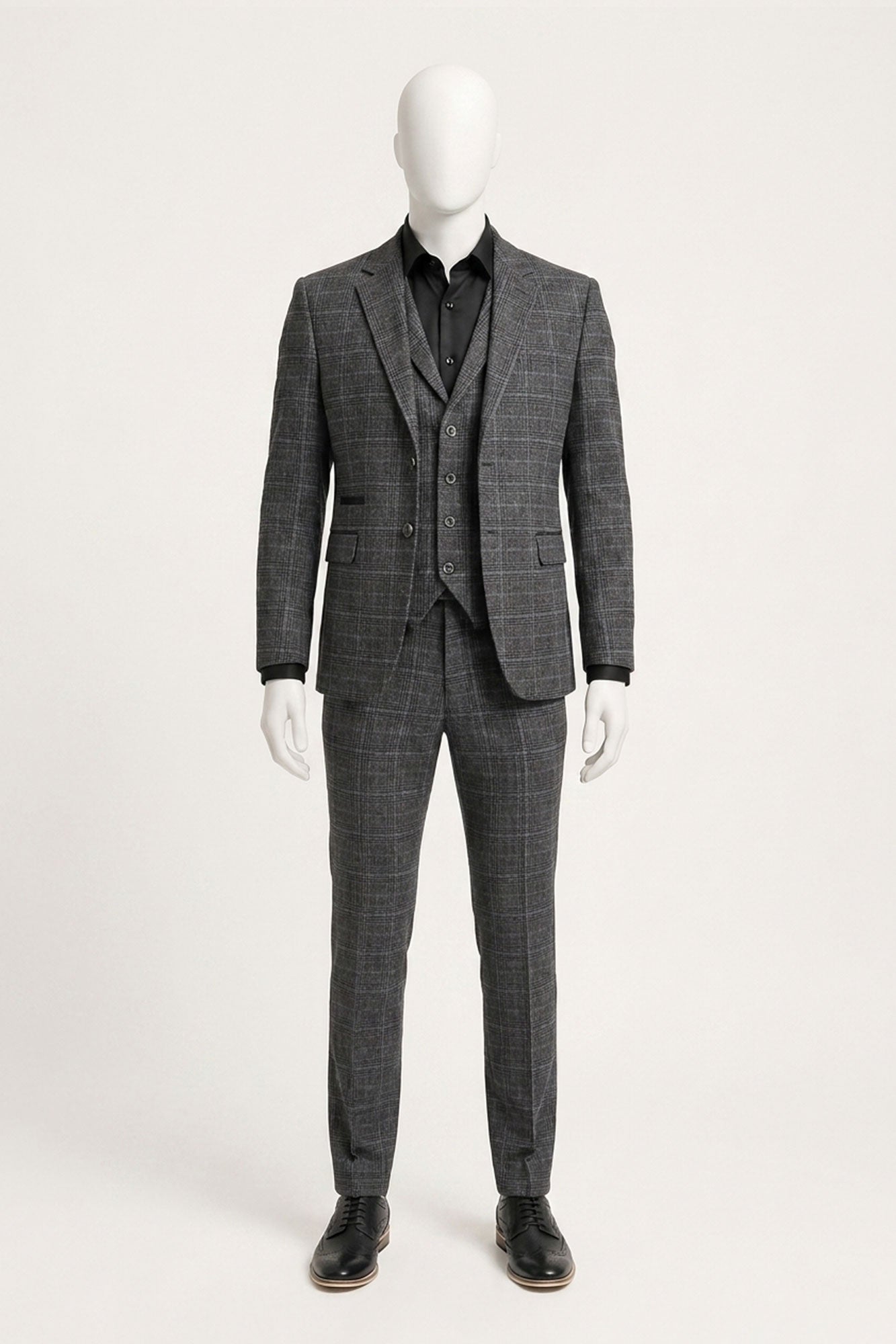 Men's Grey Tartan Check 3 Piece Suit