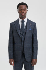 Men's Blue Tartan Check 3 Piece Suit