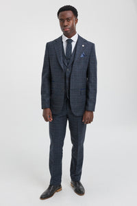 Men's Blue Tartan Check 3 Piece Suit