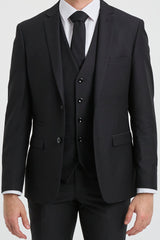 Paul Andrew Parker - Mens 3 Piece Black Tailored Fit Complete Suit Classic Door Man Mourning Funeral