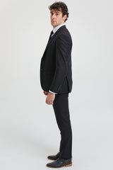 Paul Andrew Parker - Mens 3 Piece Black Tailored Fit Complete Suit Classic Door Man Mourning Funeral