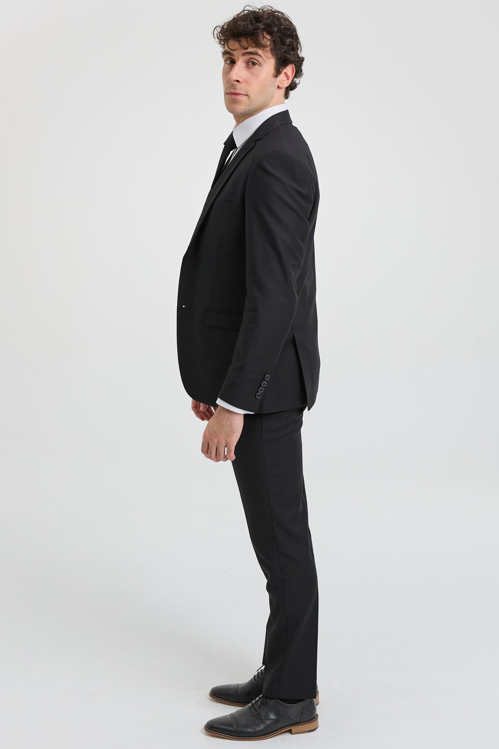 Paul Andrew Parker - Mens 3 Piece Black Tailored Fit Complete Suit Classic Door Man Mourning Funeral