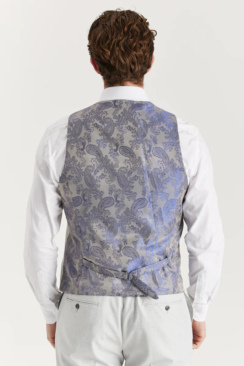Belmont - Men's Silver Tailored Fit Waistcoat