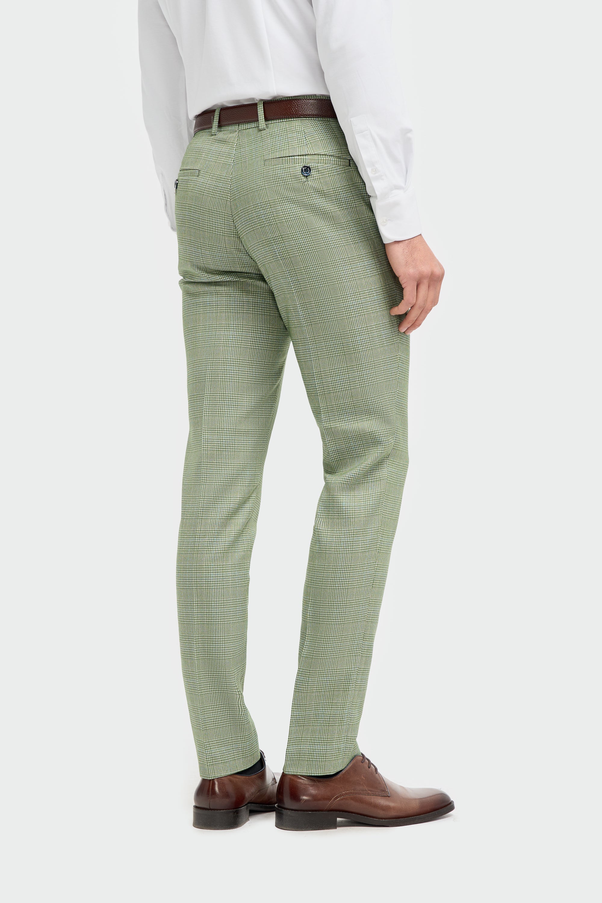 Caridi - Men's Sage Green Checked Trousers