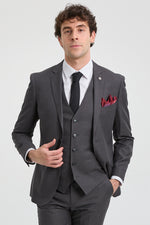 Mens Dark Grey Charcoal 3 Piece Suit Classic Stitch Wedding Summer Prom Classic