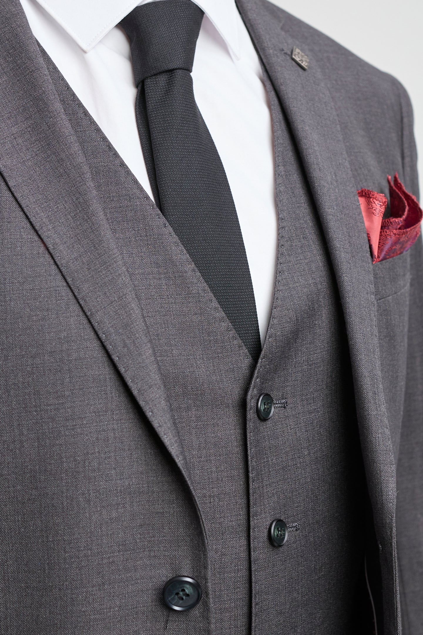 Mens Dark Grey Charcoal 3 Piece Suit Classic Stitch Wedding Summer Prom Classic